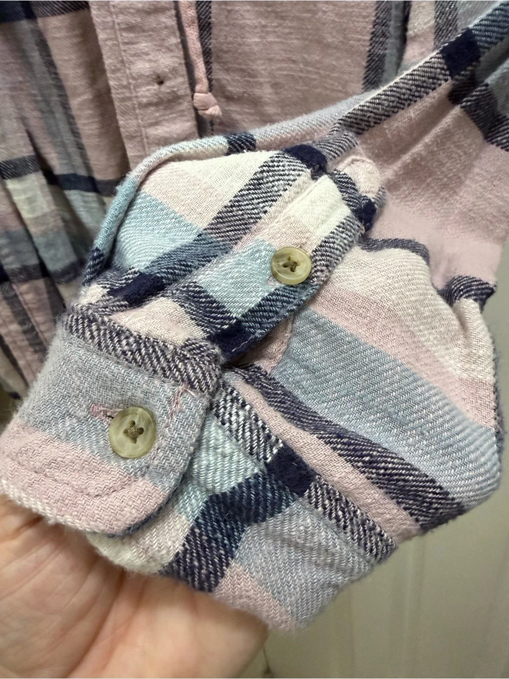 American Eagle Outfitters Lilac Plaid Hooded Button-Down Shirt